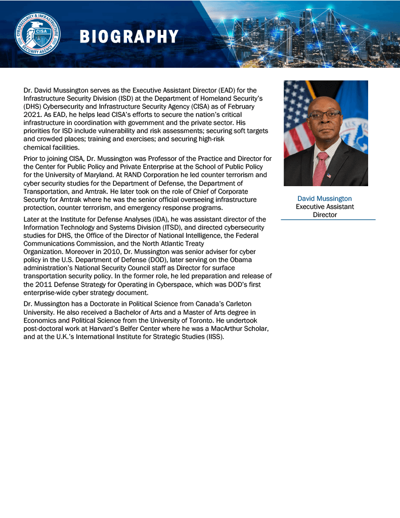 Bio of David Mussington