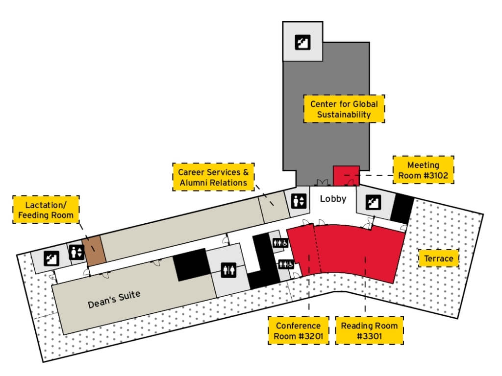wayfinding map of third floor of Thurgood Marshall Hall