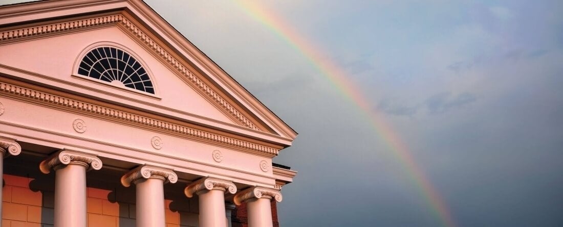 rainbow over buiding