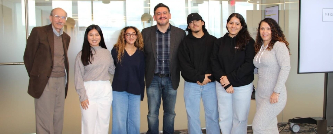 Jose Luis Granados Ceja poses with members of La Gente and Sam Pizzigati