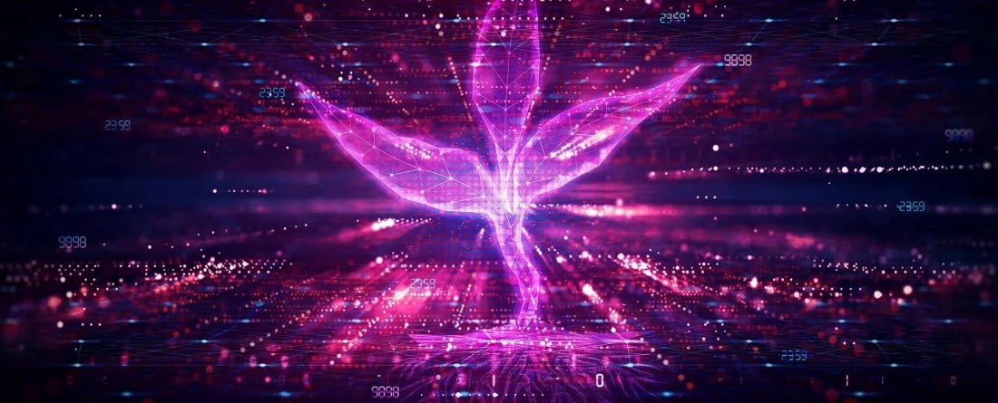 AI generated image of purple and pink leaf