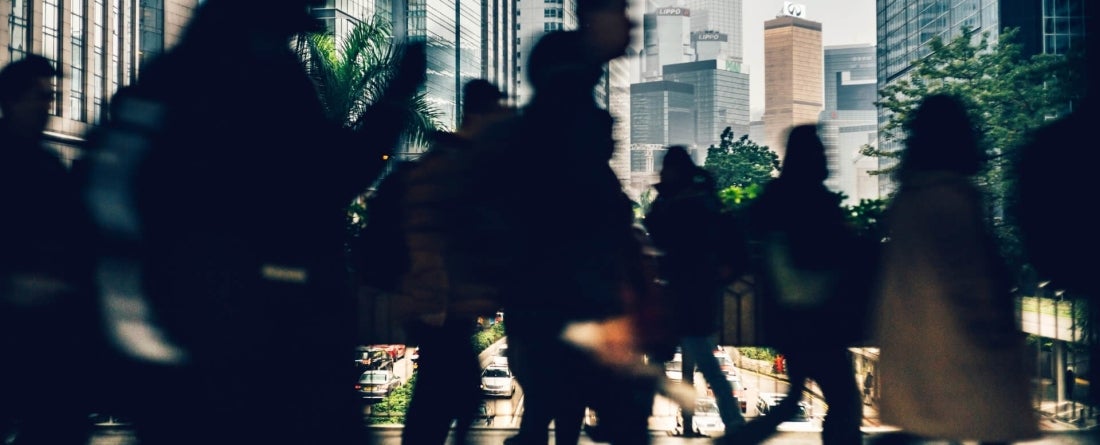 silhouette of people walking